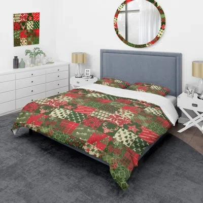 Design Art Christmas Art Patchwork - Patterned Duvet Cover Set In Green,red,cream