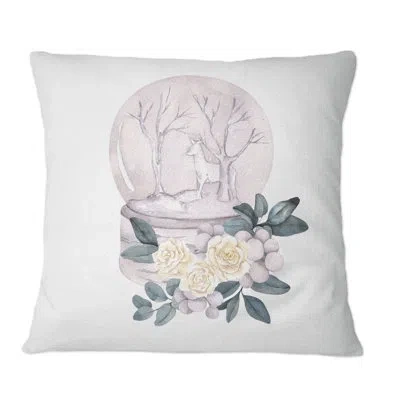 Design Art Christmas Snow Globe - Traditional Printed Throw Pillow In Pink