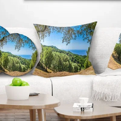 Design Art Cilentan Coast Campania Italy - Landscape Printed Pillow In Blue;black;brown;green;red;yellow