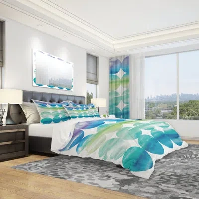 Design Art Circle Colorfields I Duvet Cover Set In Blue