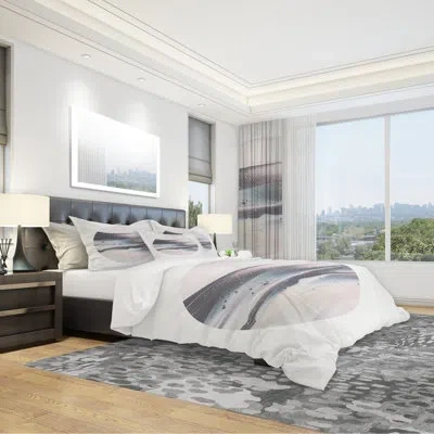 Design Art Circle Marble I Geometric Duvet Cover Set In Gray