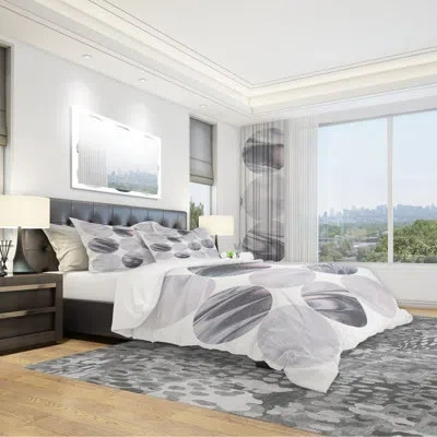 Design Art Circle Marble Iv Geometric Duvet Cover Set In Gray