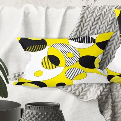 Design Art Circular Abstract Retro Geometric I - Mid-century Modernprinted Throw Pillow