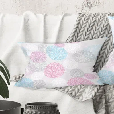 Design Art Circular Abstract Retro Geometric Iii - Mid-century Modern Printed Throw Pillow In Pink
