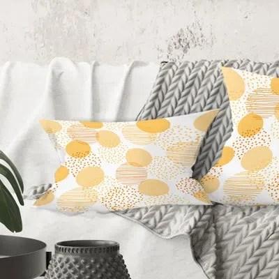Design Art Circular Abstract Retro Geometric Ix - Mid-century Modern Printed Throw Pillow