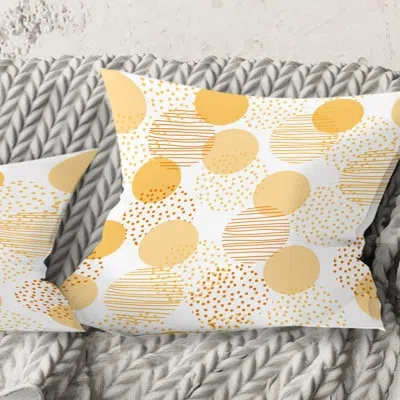 Design Art Circular Abstract Retro Geometric Ix - Mid-century Modernprinted Throw Pillow In Gold