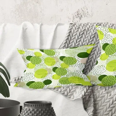 Design Art Circular Abstract Retro Geometric X - Mid-century Modern Printed Throw Pillow