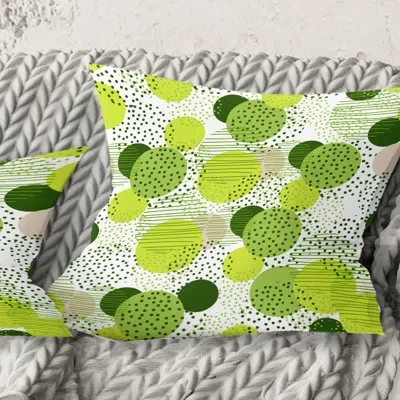 Design Art Circular Abstract Retro Geometric X - Mid-century Modernprinted Throw Pillow In Green