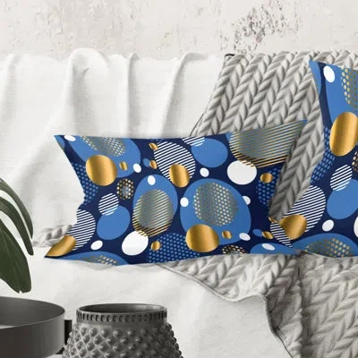 Design Art Circular Abstract Retro Geometric Xi - Mid-century Modern Printed Throw Pillow