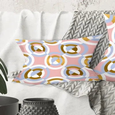 Design Art Circular Geometric Shapes Pattern - Mid-century Modernprinted Throw Pillow
