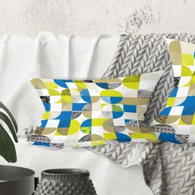 Design Art Circular Retro Design I - Mid-century Modern Printed Throw Pillow