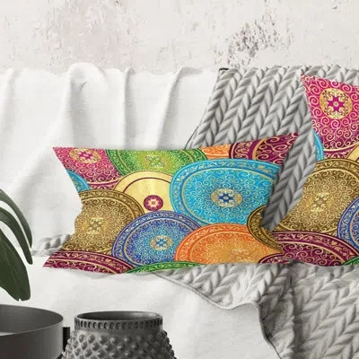 Design Art Circular Retro Design Iv - Mid-century Modern Printed Throw Pillow