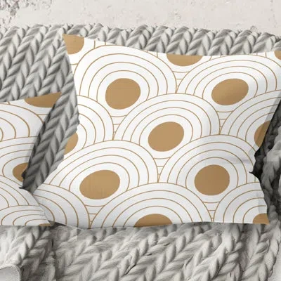 Design Art Circular Retro Design - Mid-century Modernprinted Throw Pillow In White