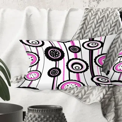 Design Art Circular Retro Pattern I - Mid-century Modernprinted Throw Pillow In Purple