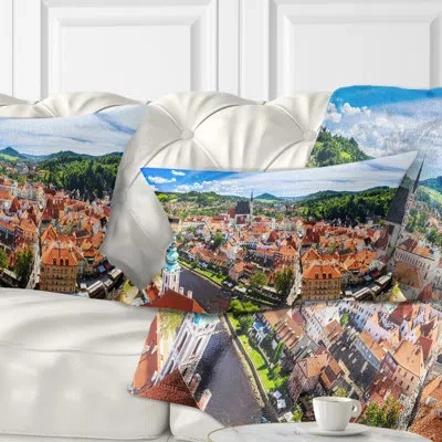 Design Art City Aerial View Panorama - Cityscape Printed Throw Pillow