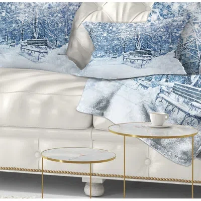 Design Art City Covered With Snow - Landscape Printed Throw Pillow