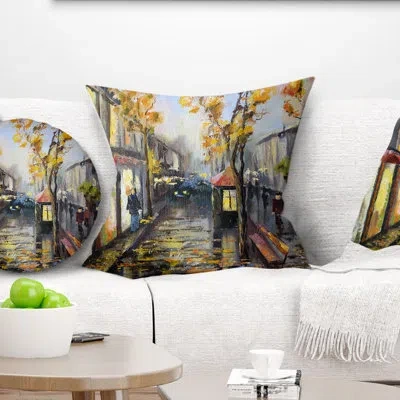 Design Art City In Yellow Shade - Landscape Printed Pillow