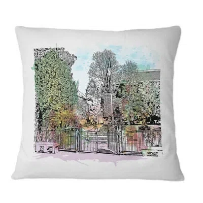 Design Art City View Of Canadian Countryside City - Traditional Printed Throw Pillow In Green;green
