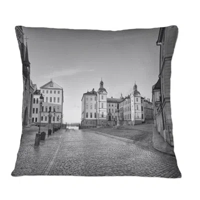 Design Art City View Of Stockholm Sweden - Colonial Printed Throw Pillow In Black;white