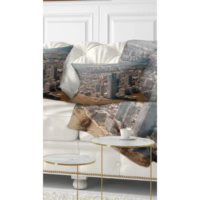 Design Art Cityscape Aerial View Of City From Helicopter Lumbar Pillow