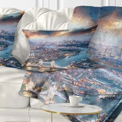 Design Art Cityscape Aerial View Of London At Dusk Lumbar Pillow