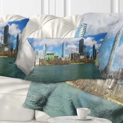 Design Art Cityscape Austin Skyline On Sunny Day Lumbar Pillow