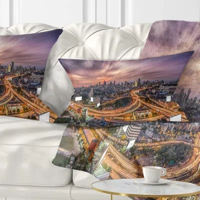 Design Art Cityscape Bangkok S Shaped Express Way Lumbar Pillow