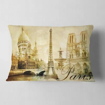 Design Art Cityscape Digital Old Beautiful Paris Lumbar Pillow
