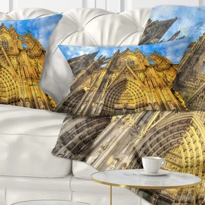 Design Art Cityscape Dom Church In City Cologne Lit By Sun Art Lumbar Pillow