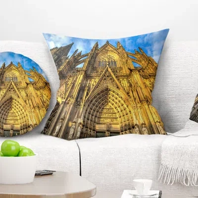 Design Art Cityscape Dom Church In City Cologne Lit By Sun Art Pillow In Gold