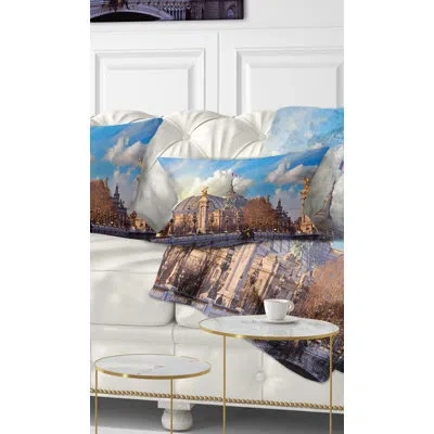 Design Art Cityscape Famous Great Palace In Paris Lumbar Pillow