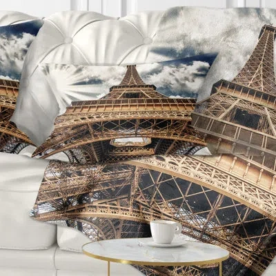Design Art Cityscape Fisheye View Of Paris Eiffel Tower Lumbar Pillow