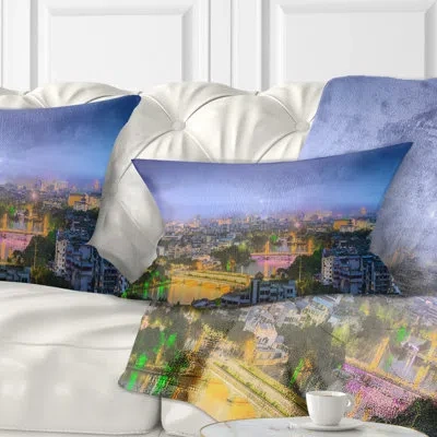 Design Art Cityscape Li River And Karst Hills Panorama Lumbar Pillow