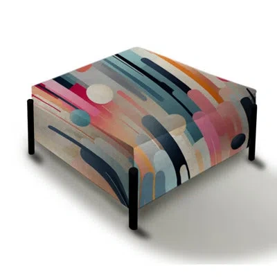 Design Art Cityscape Lines Striped Pattern - Striped Large Square Ottoman In Blue;pink