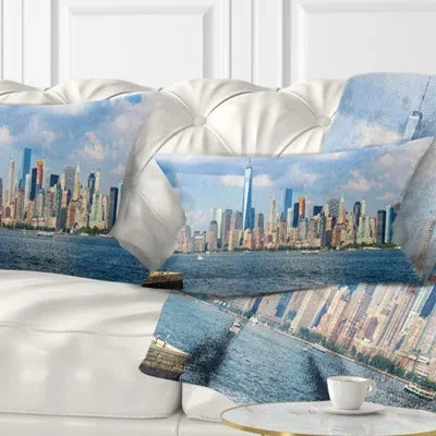 Design Art Cityscape Lower Manhattan Skyline Panorama Lumbar Pillow