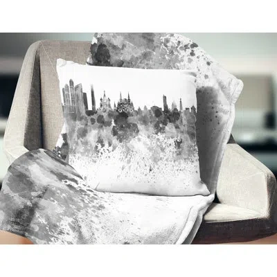 Design Art Cityscape Moscow Skyline Pillow In White;gray