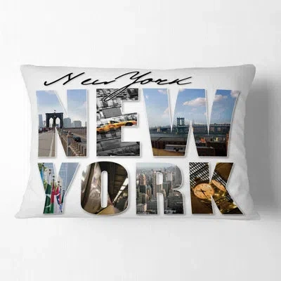 Design Art Cityscape New York City Graphic Montage Lumbar Pillow