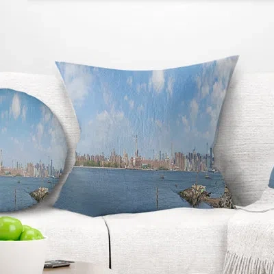 Design Art Cityscape New York Skyline From East River Side Throw Pillow