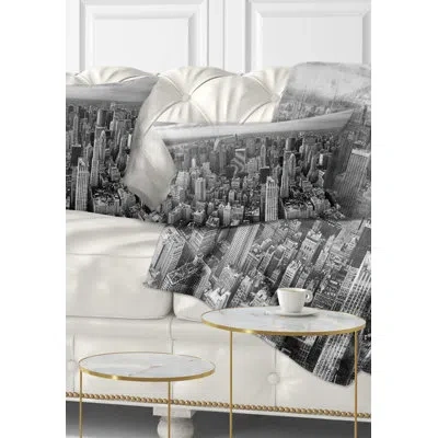 Design Art Cityscape Panoramic Aerial View Of Manhattan Lumbar Pillow