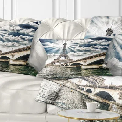 Design Art Cityscape Paris Eiffel Towerand Iena Bridge Lumbar Pillow