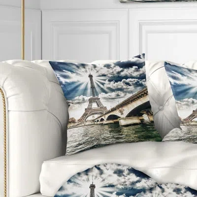 Design Art Cityscape Paris Eiffel Towerand Iena Bridge Throw Pillow
