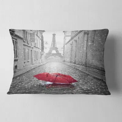 Design Art Cityscape Photo Eiffel View From Paris Street Lumbar Pillow In Black;white