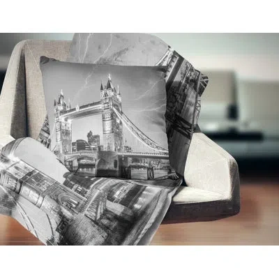 Design Art Cityscape Photo Majesty Of Tower Bridge London Pillow In Red