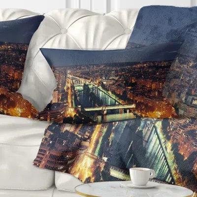 Design Art Cityscape Photo Paris City Night Skyline Lumbar Pillow