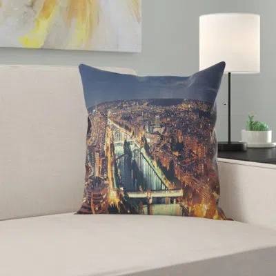 Design Art Cityscape Photo Paris City Night Skyline Throw Pillow