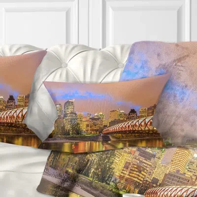 Design Art Cityscape Photography Calgary At Night Lumbar Pillow