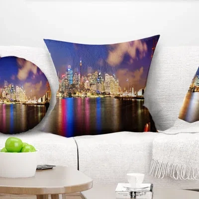 Design Art Cityscape Photography Colorful Sydney Skyline Pillow In Blue;brown
