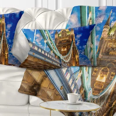 Design Art Cityscape Photography Lights On Tower Bridge Lumbar Pillow