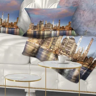 Design Art Cityscape Photography Manhattan At Nighttime Pillow Cover & Insert