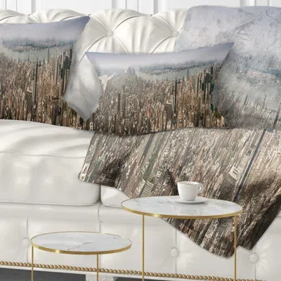 Design Art Cityscape Photography Nyc 360 Degree Panorama Lumbar Pillow